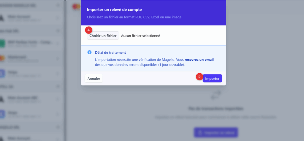 Magello - Importer un relevé de carte de crédit pour le convertir en CODA