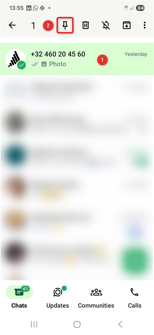 Épingler la conversation avec Magello sur Whatsapp