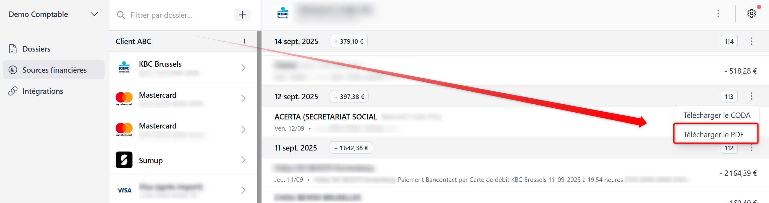 Télécharger relevé PDF transactions
