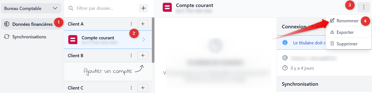 Renommer un compte en banque ou d’une institution financière